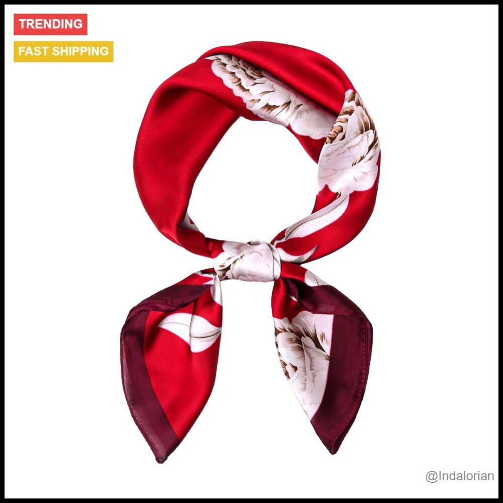 Satin Silk Feeling Head Scarf Elegant Chic Versatile Hair Wrap Accessory